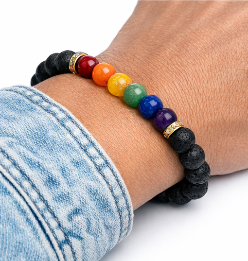7 Chakra Healing Lava Stone Bracelet