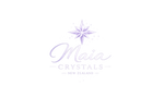 Maia Crystals logo with a star-like symbol on a white background