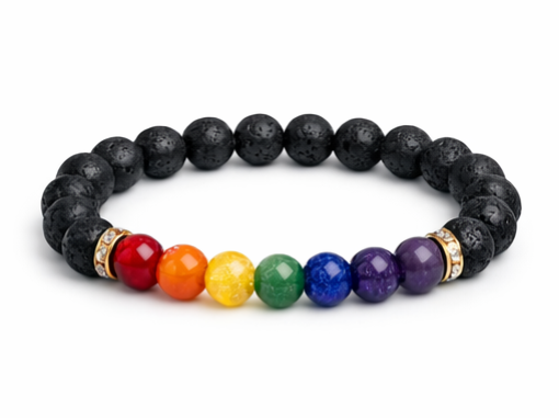 7 Chakra Healing Lava Stone Bracelet