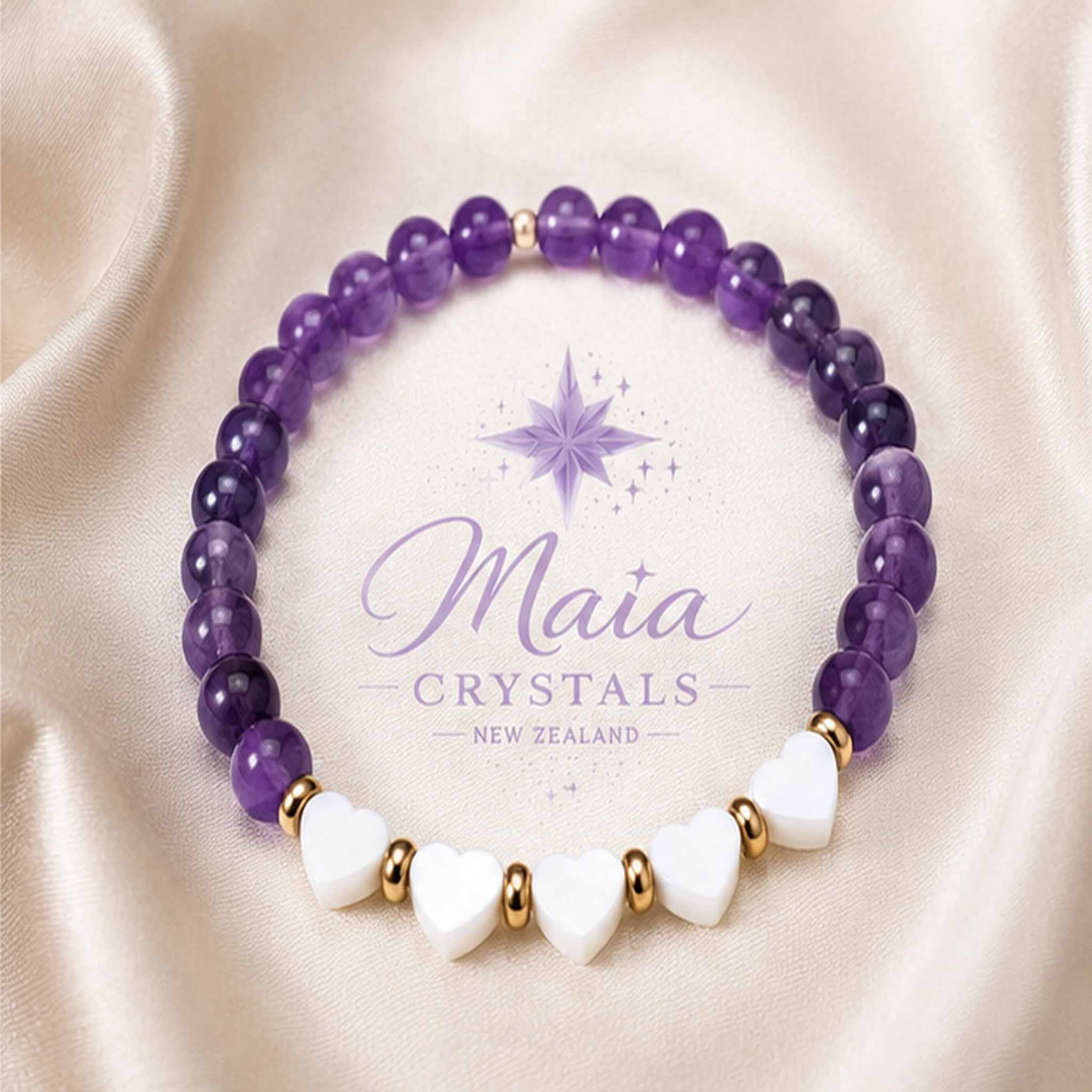 Amethyst Heart Crystal Bracelet