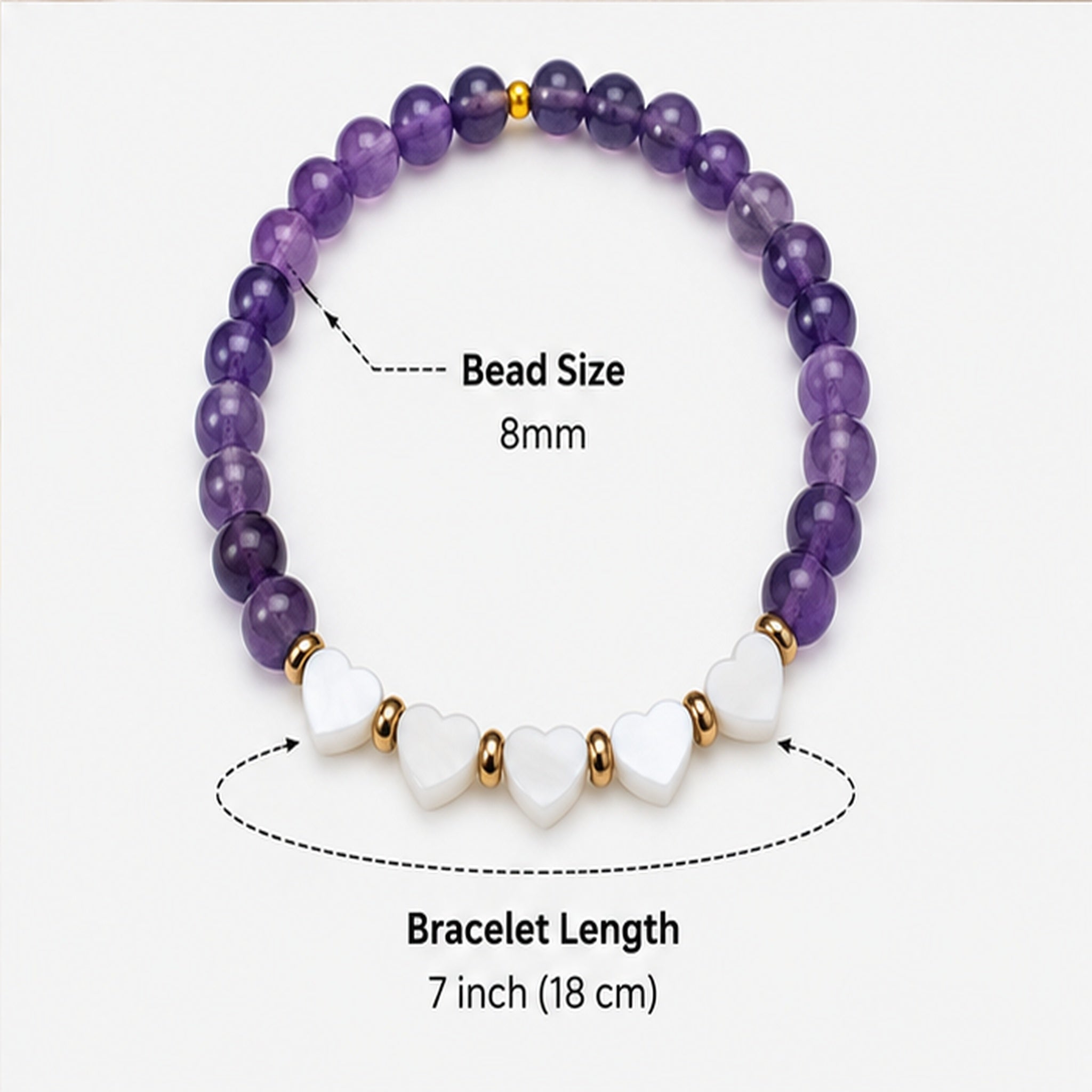 Amethyst Heart Crystal Bracelet